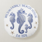 Seahorse Family Name Beach House Pillow