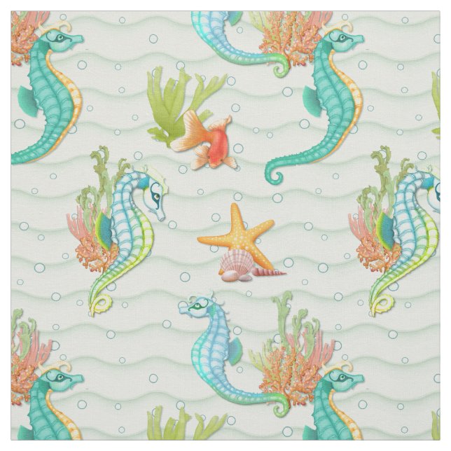 Seahorse Fantasy Fabric (Swatch)