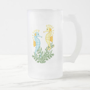 Seahorse Fantasy Frosted Glass Beer Mug