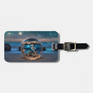 Seahorse Fantasy Starfish Beach at Night Cool Luggage Tag