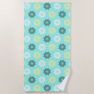 Seahorse Flowers Aqua Beach Towel