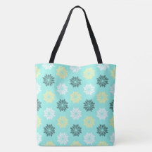 Seahorse Flowers Aqua Tote Bag
