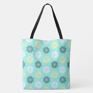 Seahorse Flowers Aqua Tote Bag