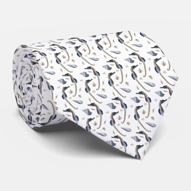Seahorse Frenzy Double Sided Print Tie (Rolled)