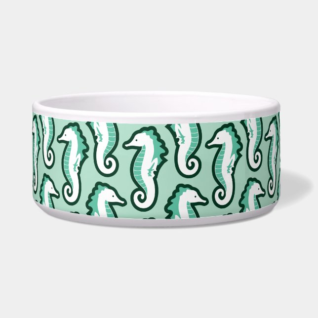 Seahorse Frolic Pet Bowl - Green (Front)