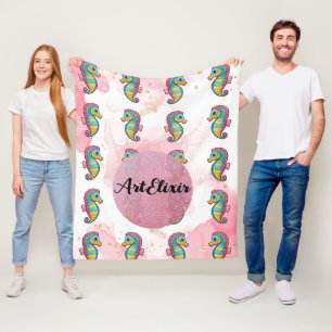 Seahorse Glitters Print Fleece Blanket