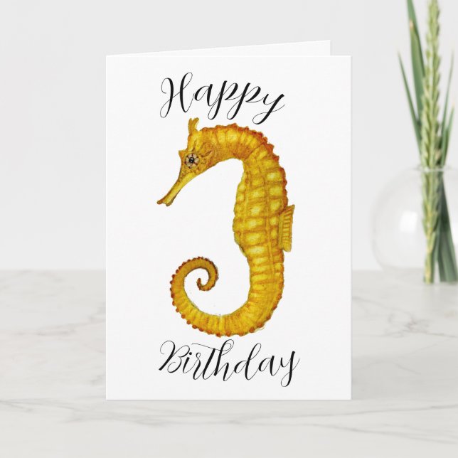 Seahorse Happy Birthday Card (Front)