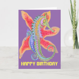 Seahorse happy birthday card