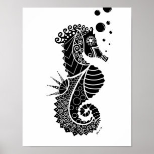 Seahorse Illustration Poster
