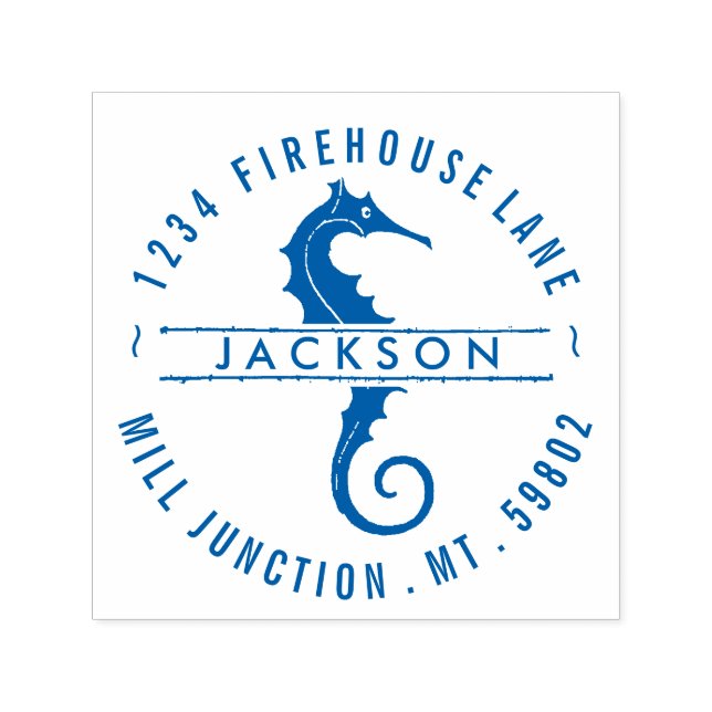 Seahorse In Circle Self-Ink Return Address Stamp (Design)