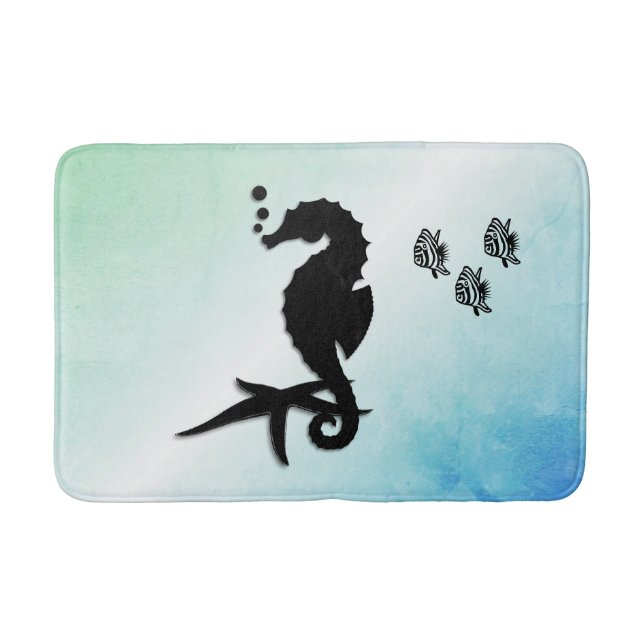 Seahorse Into the Green Bath Mat (Front)