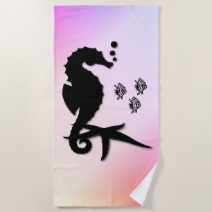 Seahorse Into the Pink Beach Towel