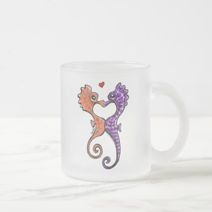 Seahorse Kiss Off-Leash Art™ Frosted Glass Coffee Mug