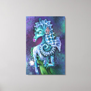 Seahorse Lady Fantasy Canvas Print - Painting