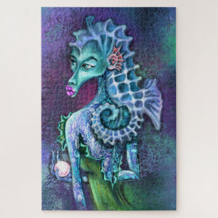 Seahorse Lady Fantasy Jigsaw Puzzle Painting
