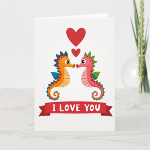 Seahorse Love Glitter Texture Card