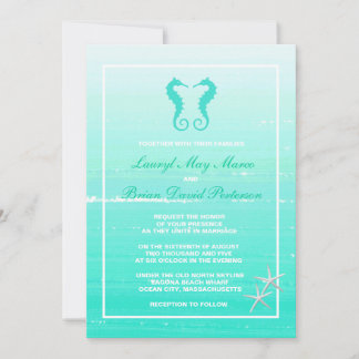 Seahorse Love Nautical Destination Wedding Invites