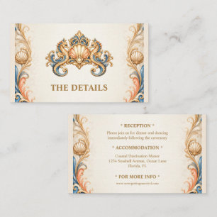 Seahorse luxury beach vintage reception details enclosure card