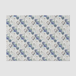 Seahorse Map Vintage Blue Tissue Paper