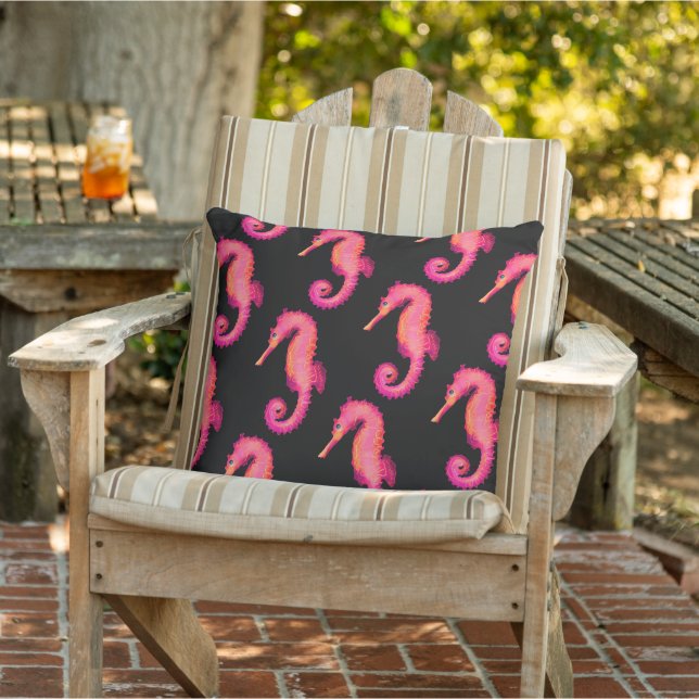 Seahorse Marine Pink Coastal Pattern  Cushion (Chair)