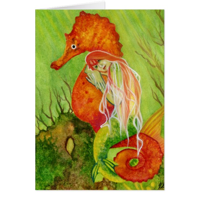 Seahorse mermaid fantasy Card (Front)