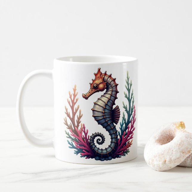 Seahorse Mug – Ocean Animal Coffee Cup (With Donut)