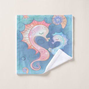 Seahorse Mum And Baby   Gift For Kids Wash Cloth
