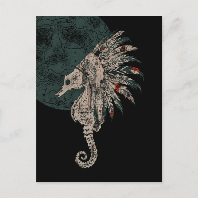 seahorse native night postcard (Front)