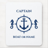 Seahorse Nautical Anchor Captain Boat or Name Navy