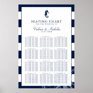 Seahorse Nautical Wedding Seating Chart White