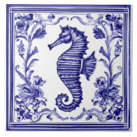 Seahorse Navy Blue and White Sea Ocean Beach House