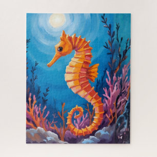Seahorse   Ocean Animal Coral Reef Watercolor Jigsaw Puzzle
