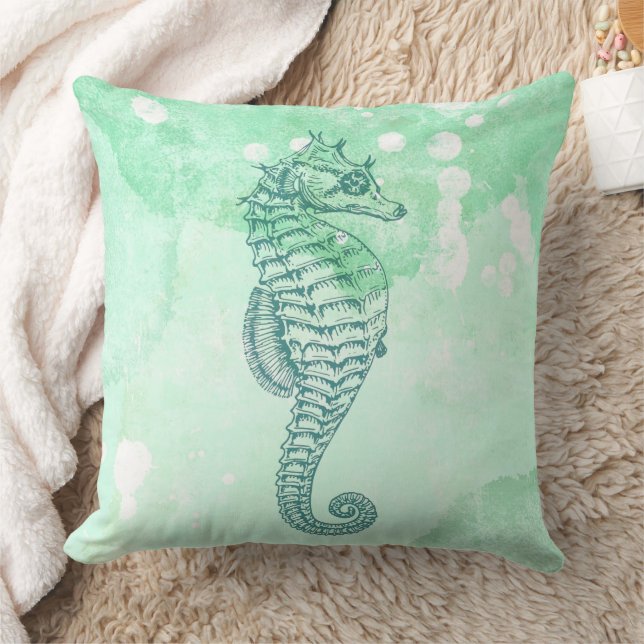 Seahorse Ocean Blue Beah Theme Cushion (Blanket)