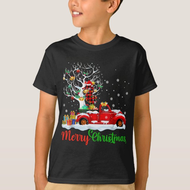 Seahorse On Red Truck Christmas Pajama Funny Xmas  T-Shirt (Front)