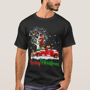 Seahorse On Red Truck Christmas Pajama Funny Xmas T-Shirt