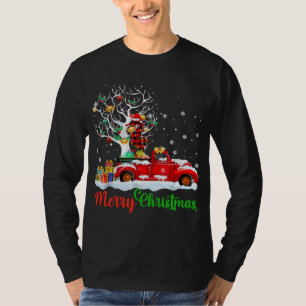 Seahorse On Red Truck Christmas Pajama Funny Xmas T-Shirt
