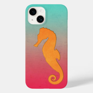 Seahorse orange silhouette Simple aquatic nautical Case-Mate iPhone 14 Case