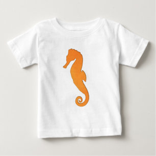 Seahorse orange silhouette Simple cute nautical Baby T-Shirt