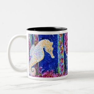 Seahorse Painting Two-Tone Coffee Mug