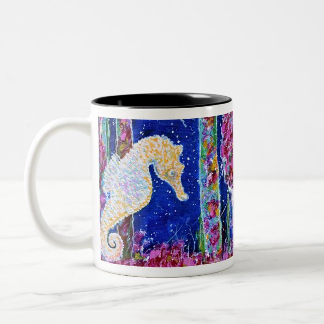 Seahorse Painting Two-Tone Coffee Mug (Left)