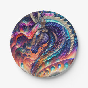 Seahorse Party Plate, Birthday, Girls Party Paper Plate