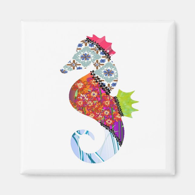 Seahorse Patchwork Pet Magnet (Front)