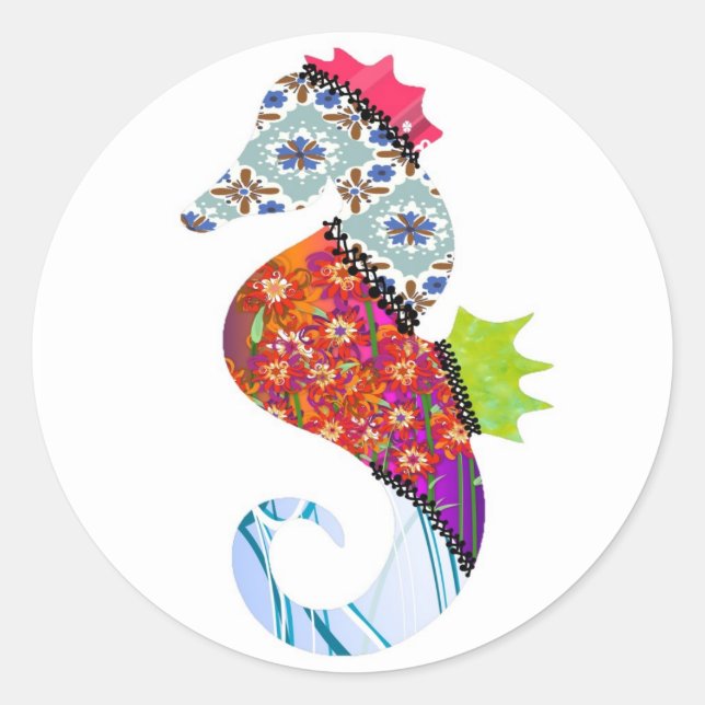 Seahorse Patchwork Pet Stickers (Front)