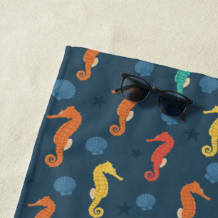 Seahorse Pattern Beach Towel