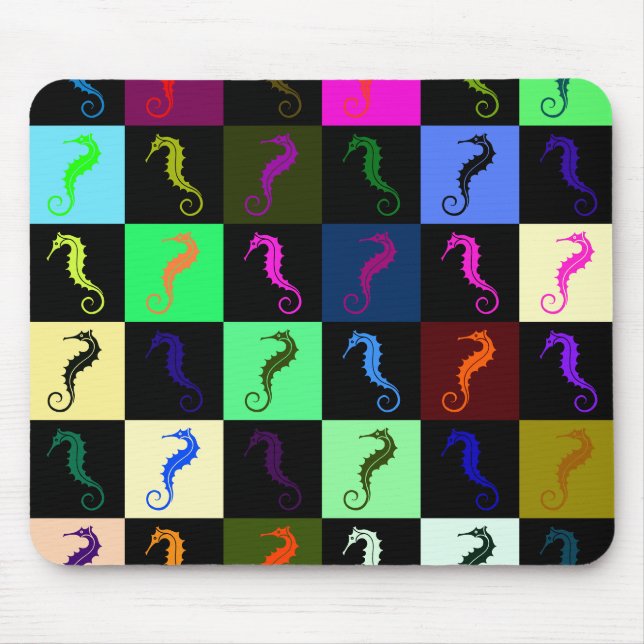 Seahorse Pattern Multicoloured Mouse Mat (Front)