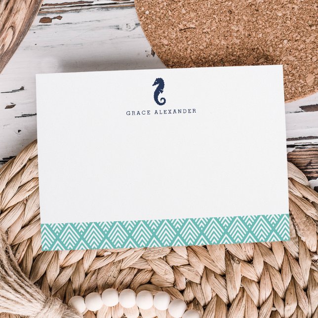 Seahorse Personalised Stationery Flat Cards (Creator Uploaded)