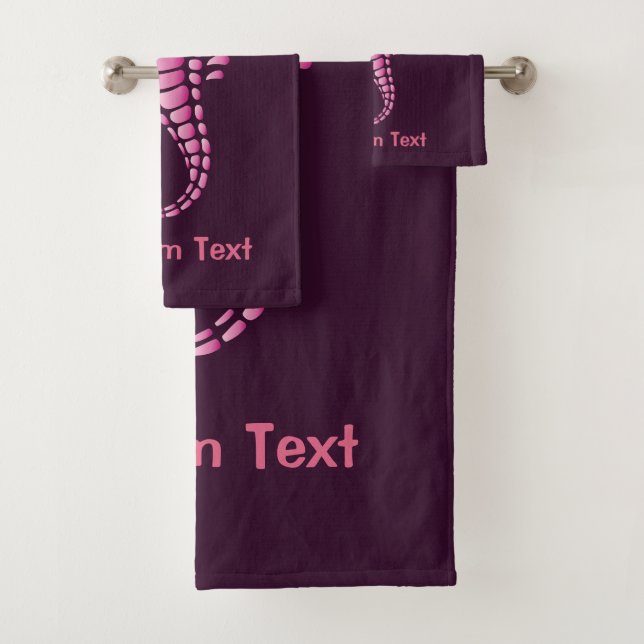 Seahorse Pink Bath Towel Set (Insitu)