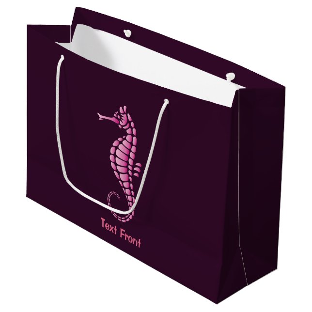 Seahorse Pink Large Gift Bag (Front Angled)