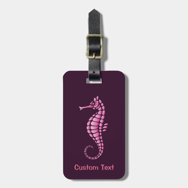Seahorse Pink Luggage Tag (Front Vertical)
