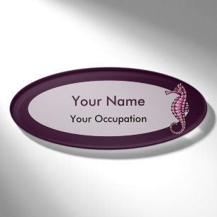 Seahorse Pink Name Tag